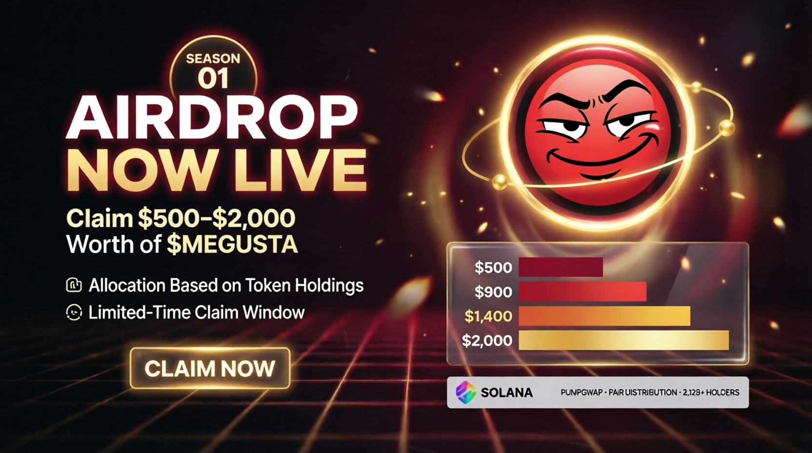 MEGUSTA airdrop campaign banner